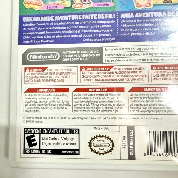 Kirby's Epic Yarn Nintendo Wii, 2010 CIB Complete In Box Manual - Picture 5 of 7